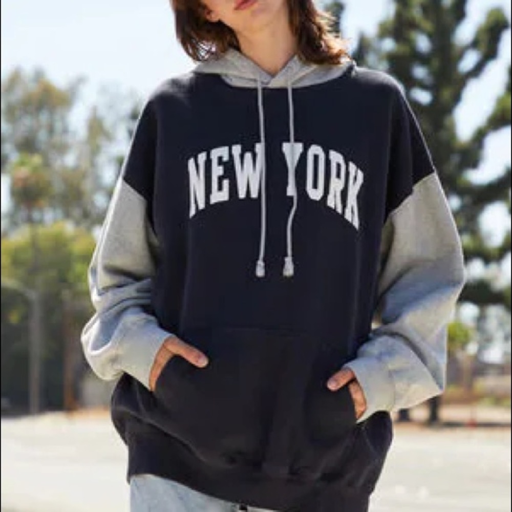 brandy melville new york color block hoodie